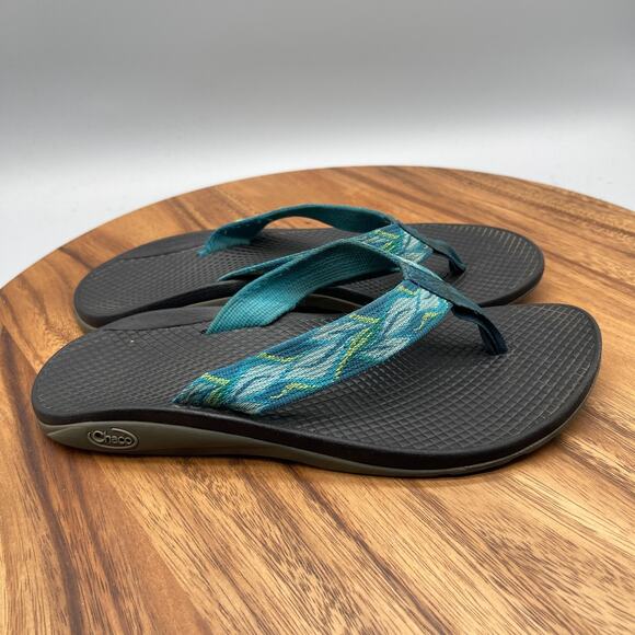 Chaco EcoTread Sandals Womens Size 8 Flip Flop Green Aqua Casual Thong Shoes - Picture 1 of 8